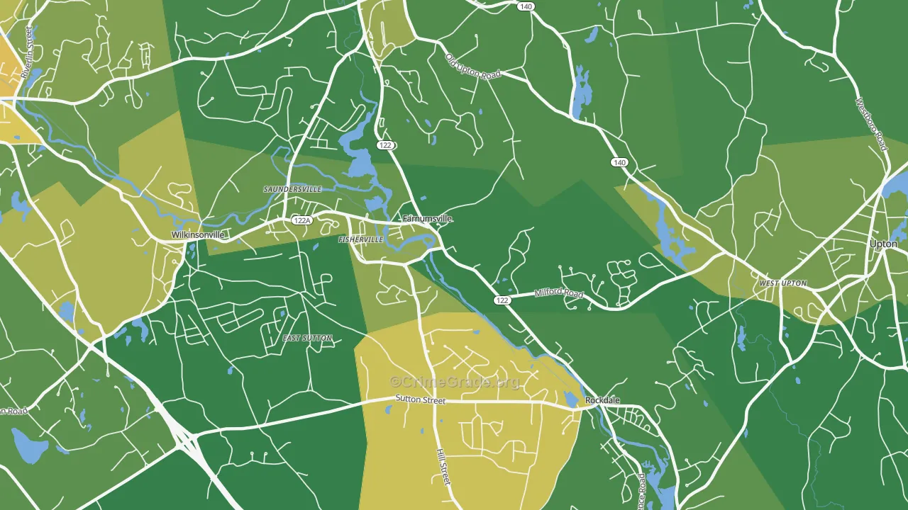 South Grafton, MA Map of Vehicle Theft Rates
