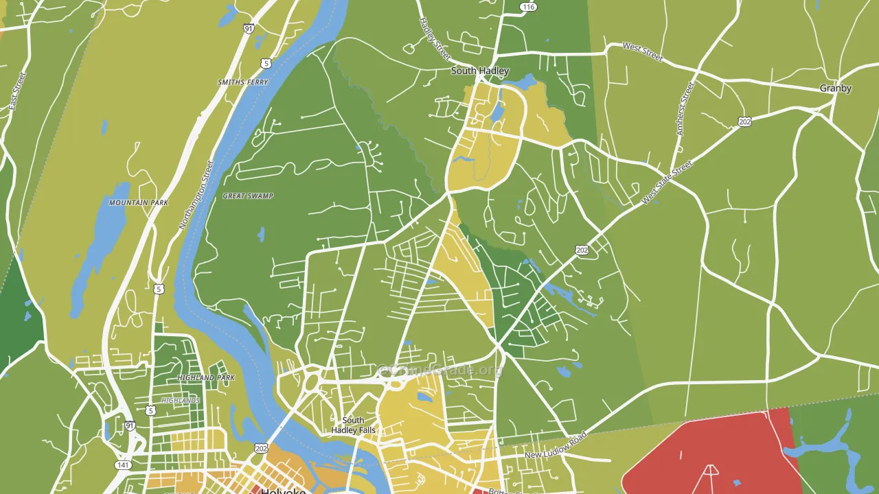 South Hadley, MA Map of Vehicle Theft Rates