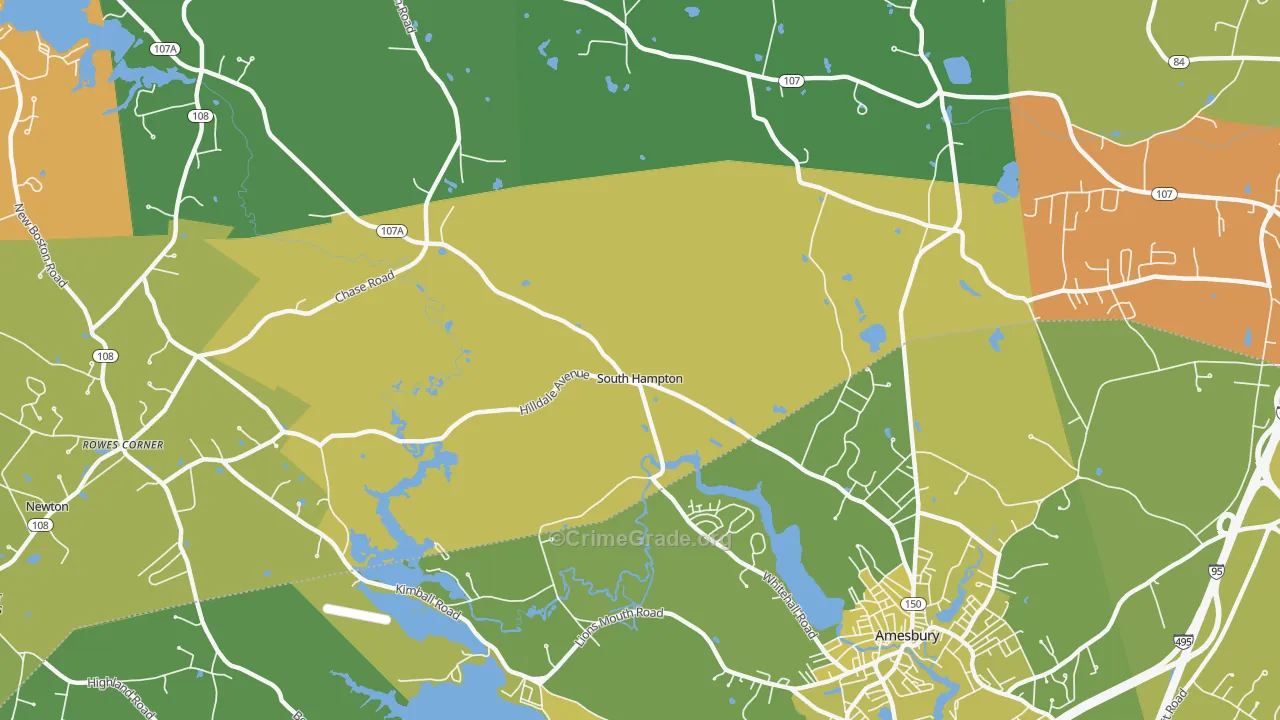 South Hampton, NH Map of Vehicle Theft Rates