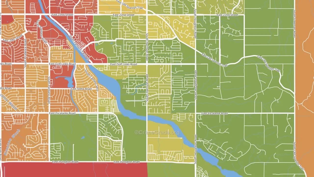 South Harrison, Tucson, AZ Map of Vehicle Theft Rates