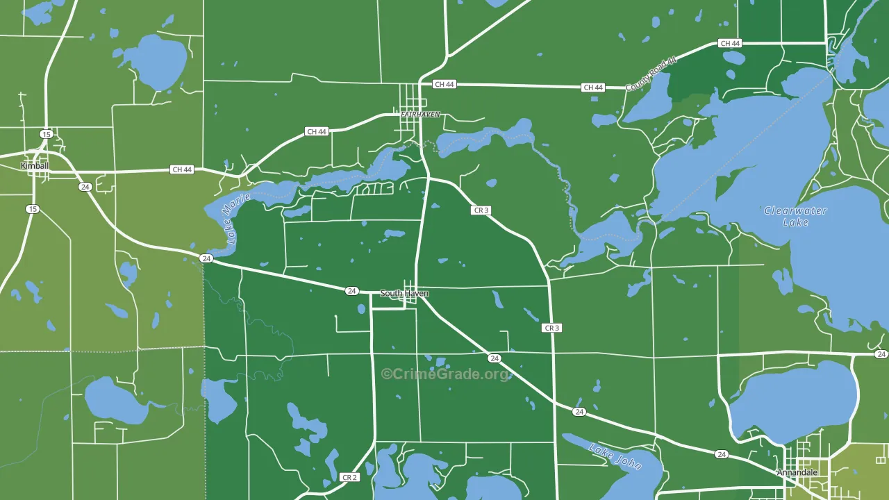 South Haven, MN Map of Vehicle Theft Rates