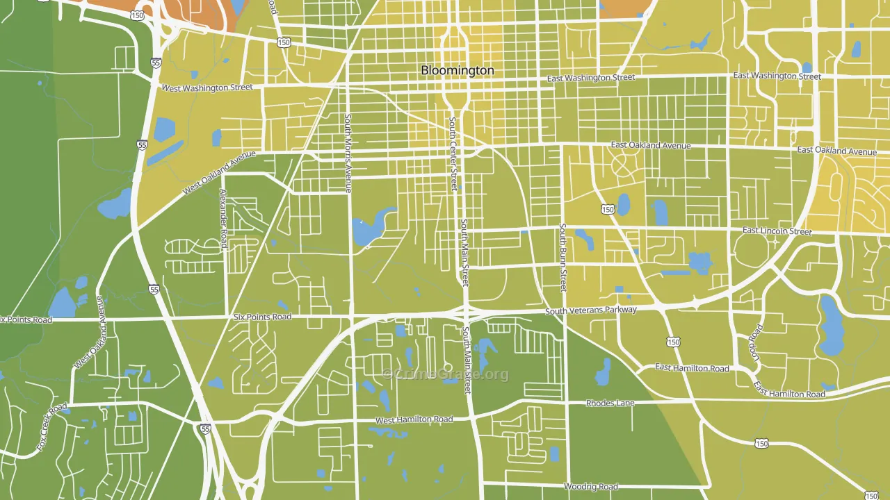 South Hill, Bloomington, IL Map of Vehicle Theft Rates