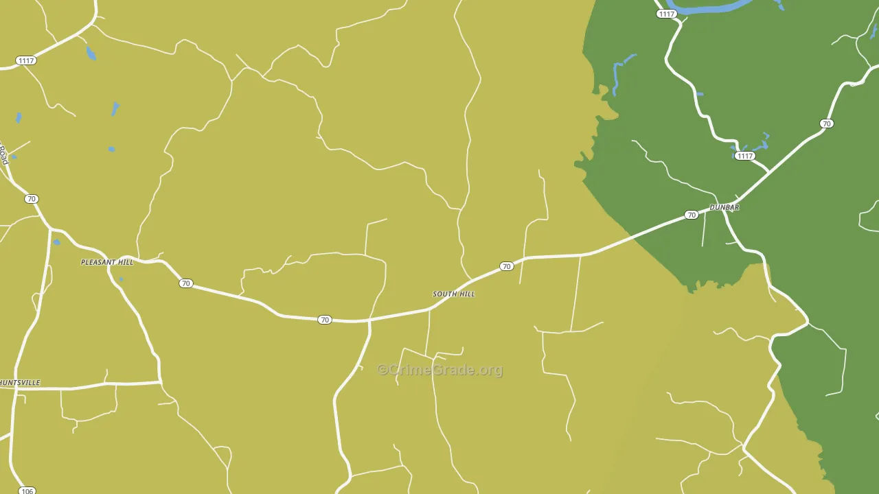 South Hill, KY Map of Vehicle Theft Rates