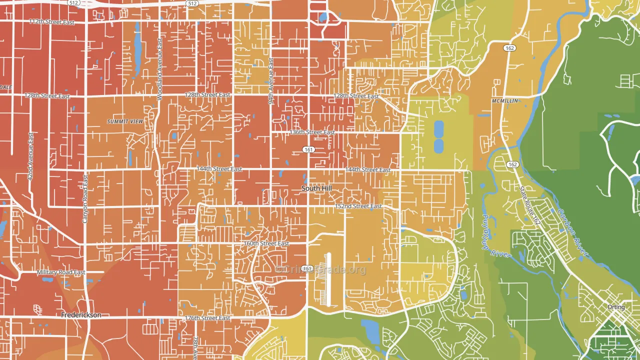 South Hill, WA Map of Vehicle Theft Rates