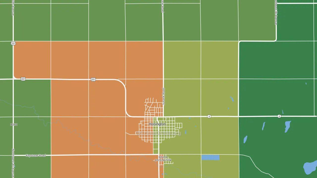 South Hoisington, KS Map of Vehicle Theft Rates