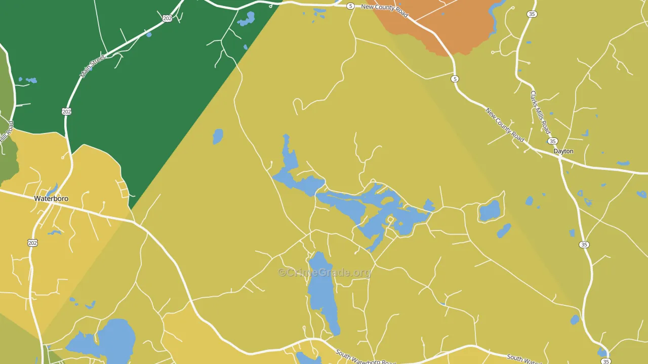 South Hollis, ME Map of Vehicle Theft Rates