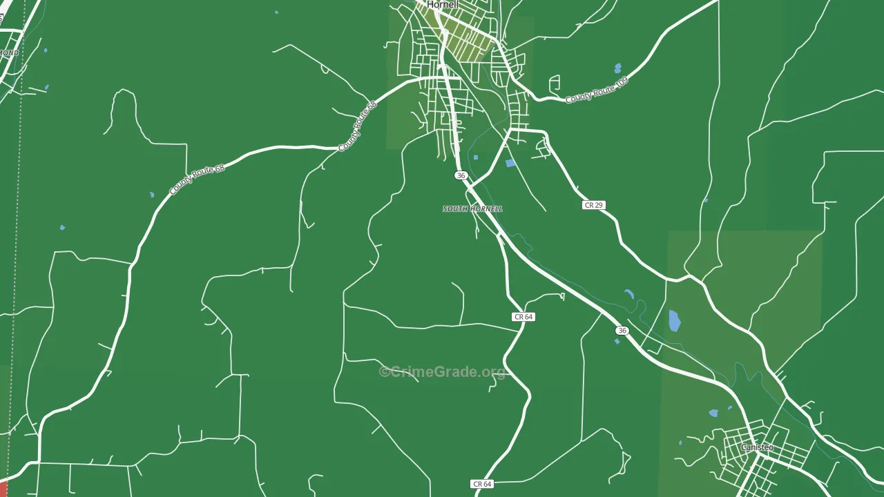 South Hornell, NY Map of Vehicle Theft Rates