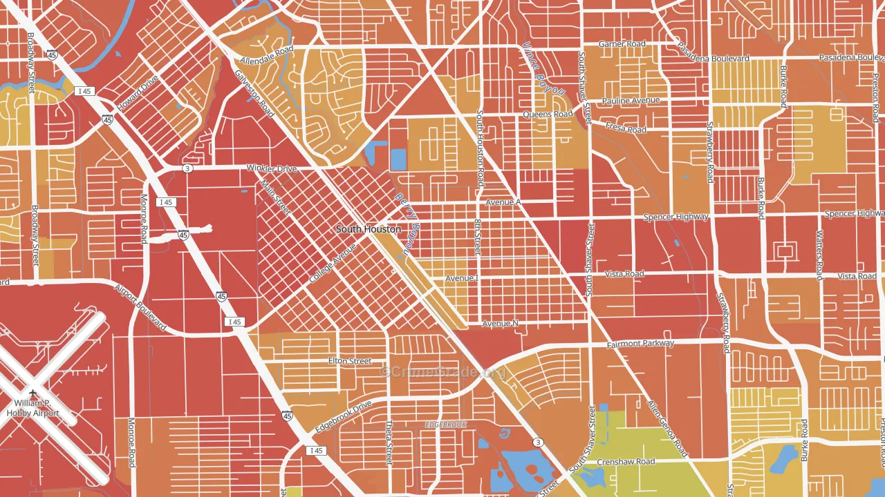South Houston, TX Map of Vehicle Theft Rates