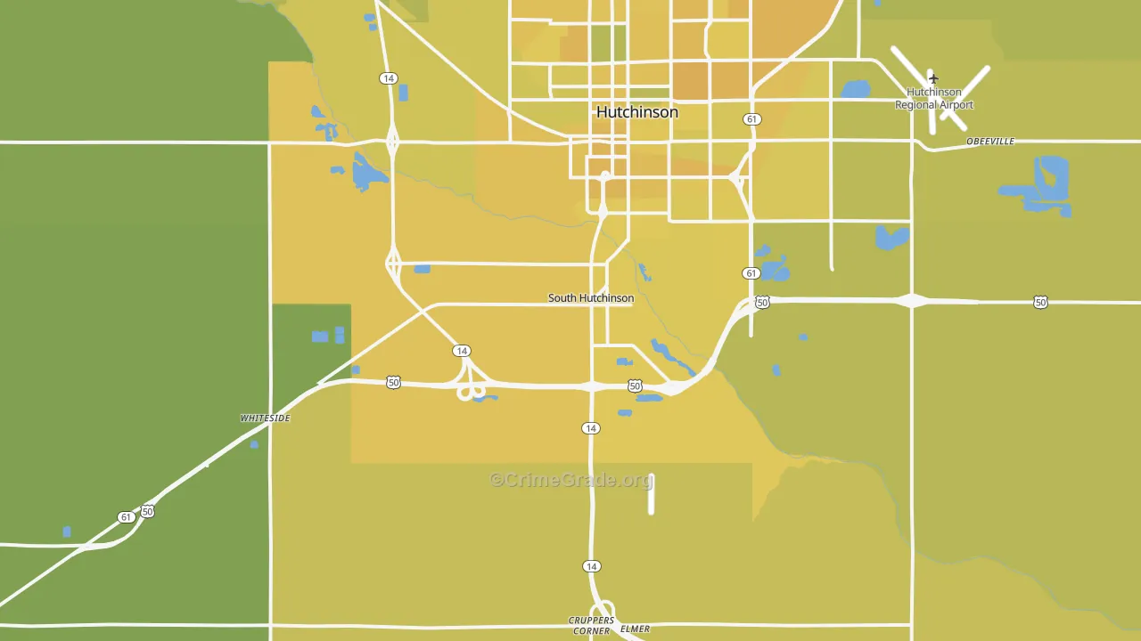 South Hutchinson, KS Map of Vehicle Theft Rates