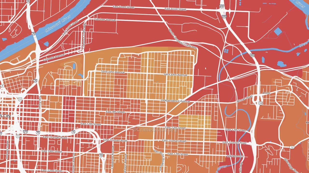 South India Mound, Kansas City, MO Map of Vehicle Theft Rates