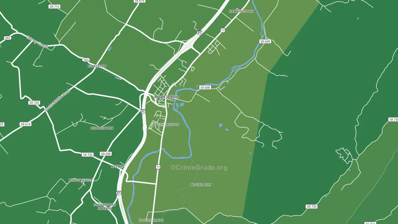 South Jackson, VA Map of Vehicle Theft Rates