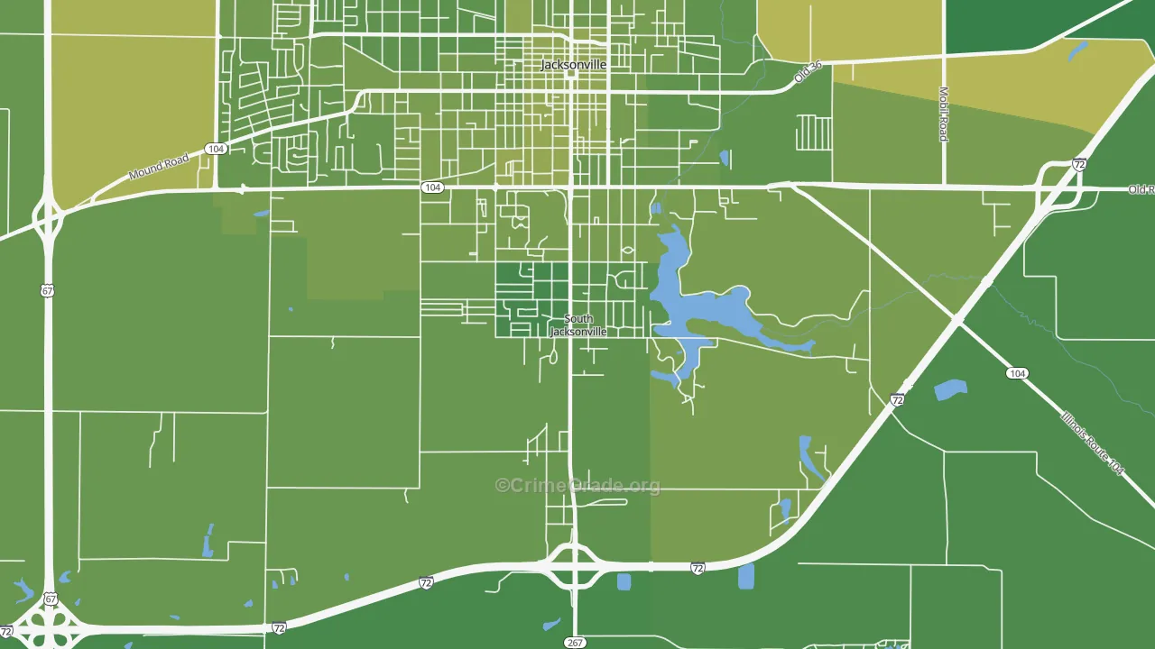 South Jacksonville, IL Map of Vehicle Theft Rates