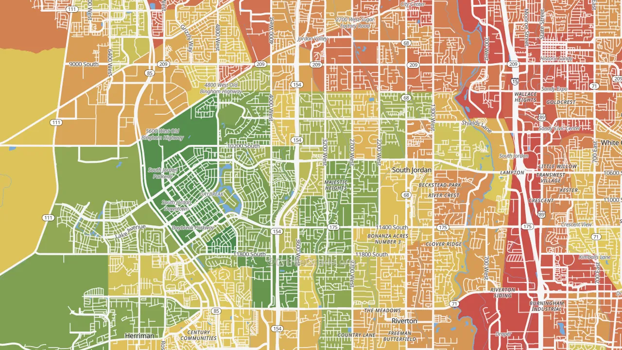 South Jordan, UT Map of Vehicle Theft Rates
