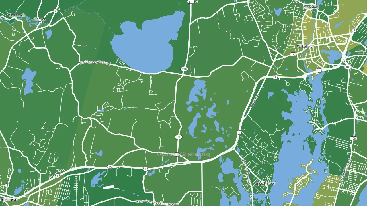 South Kingstown, RI Map of Vehicle Theft Rates