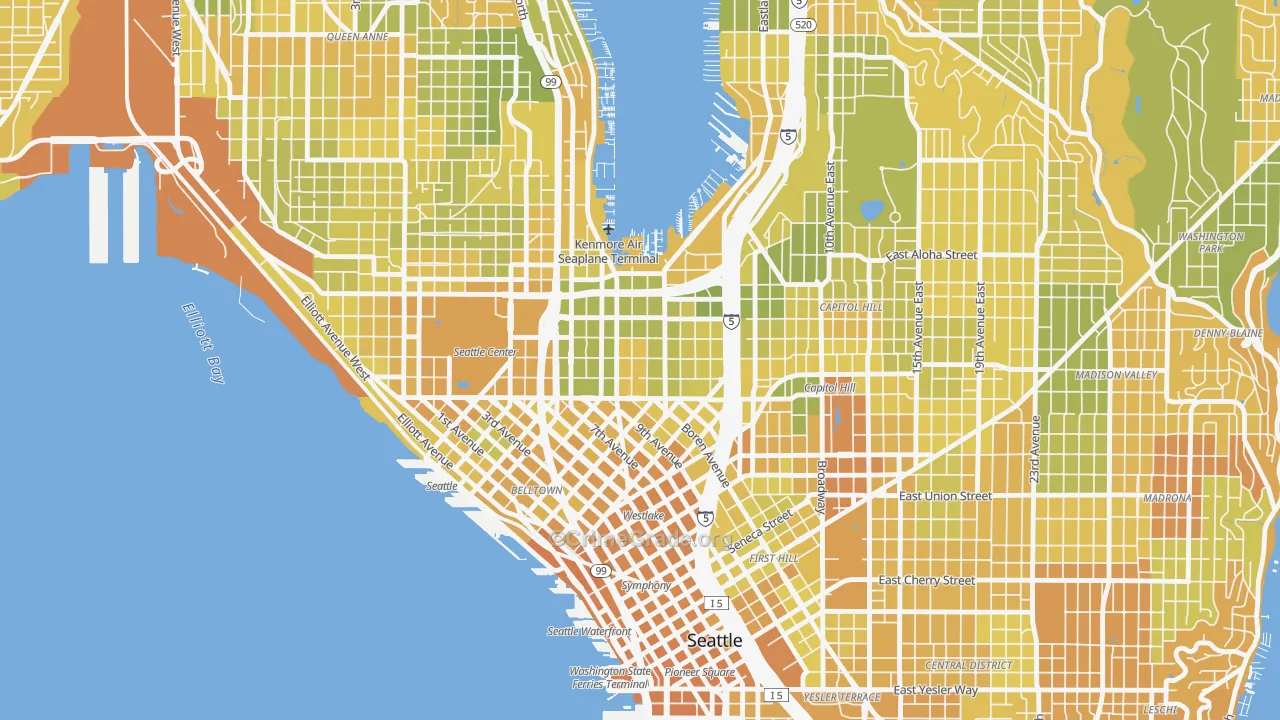 South Lake Union, Seattle, WA Map of Vehicle Theft Rates