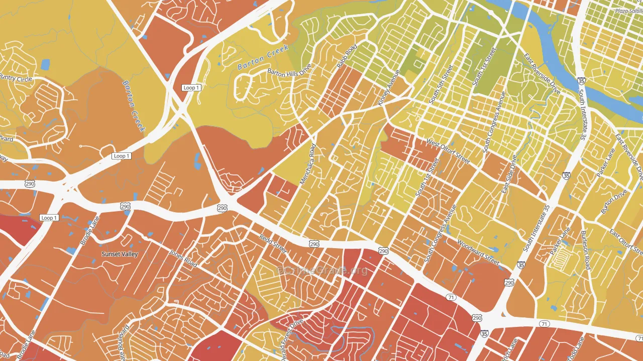 South Lamar, Austin, TX Map of Vehicle Theft Rates