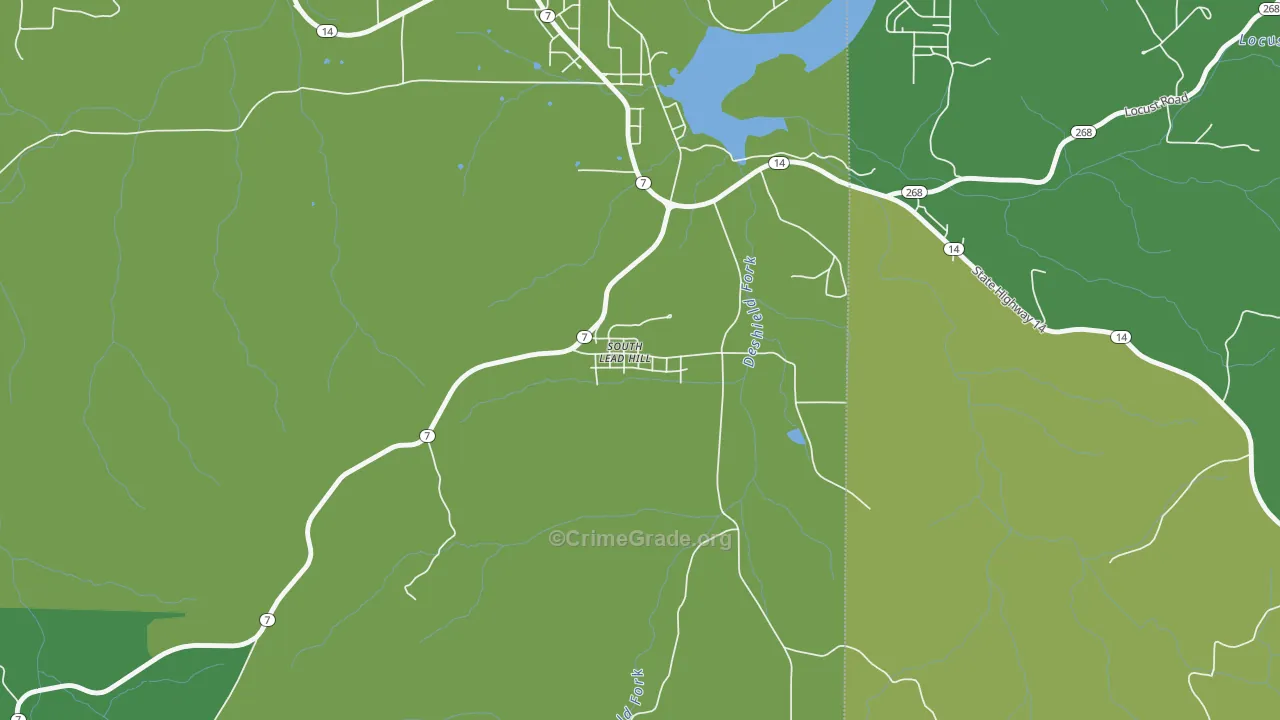 South Lead Hill, AR Map of Vehicle Theft Rates