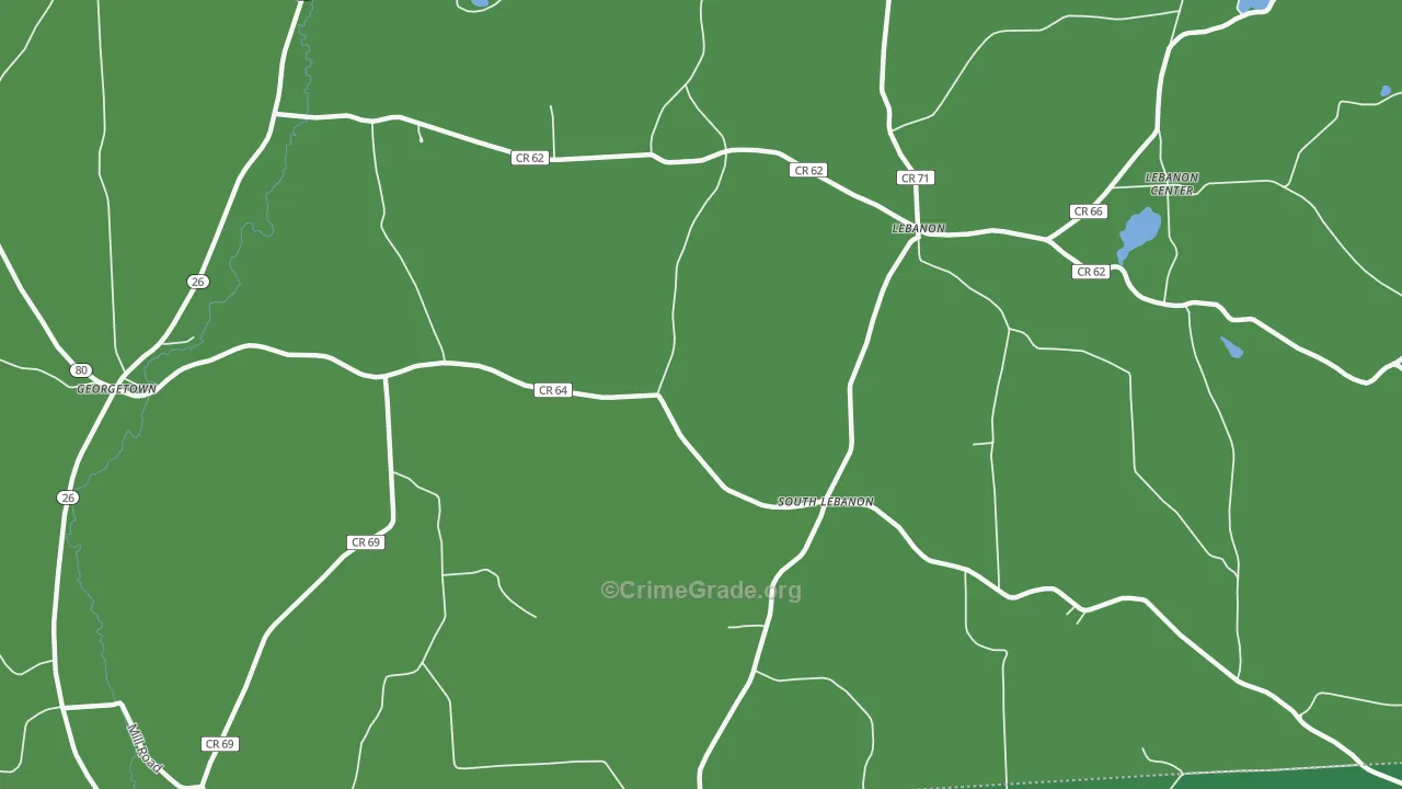 South Lebanon, NY Map of Vehicle Theft Rates