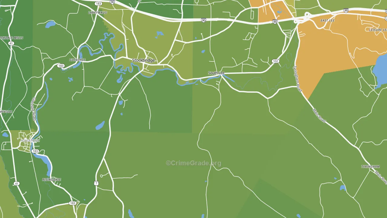 South Lee, MA Map of Vehicle Theft Rates