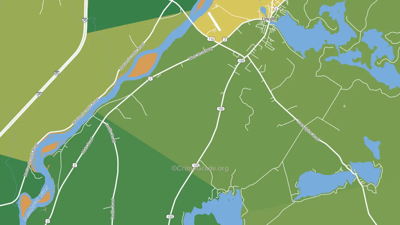 South Lincoln, ME Map of Vehicle Theft Rates