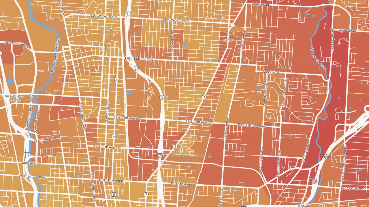 South Linden, Columbus, OH Map of Vehicle Theft Rates