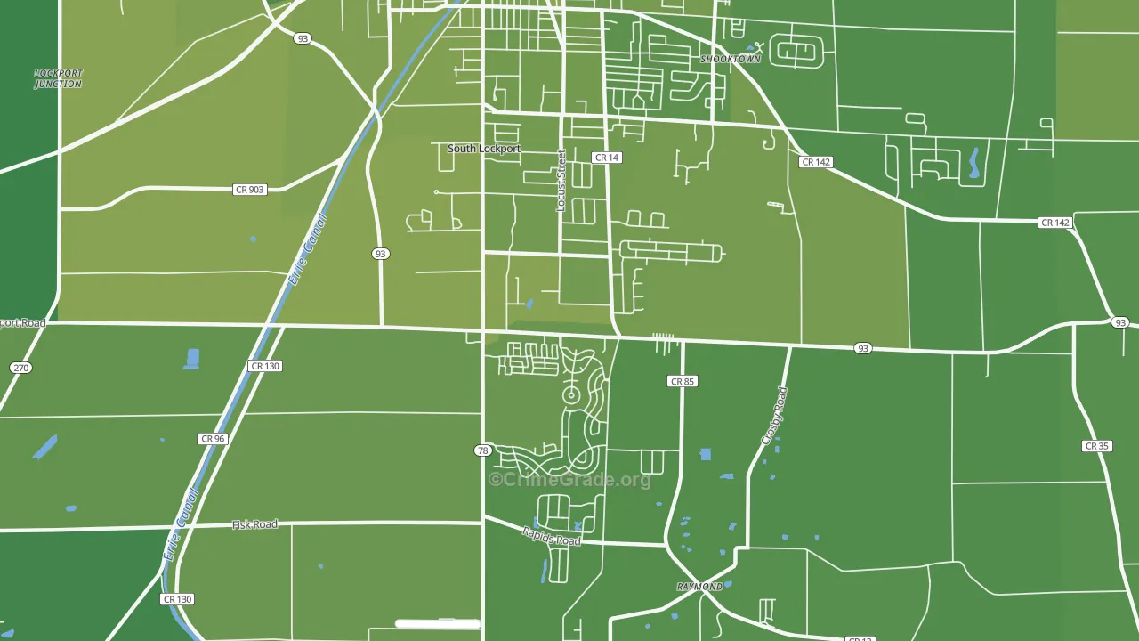 South Lockport, NY Map of Vehicle Theft Rates