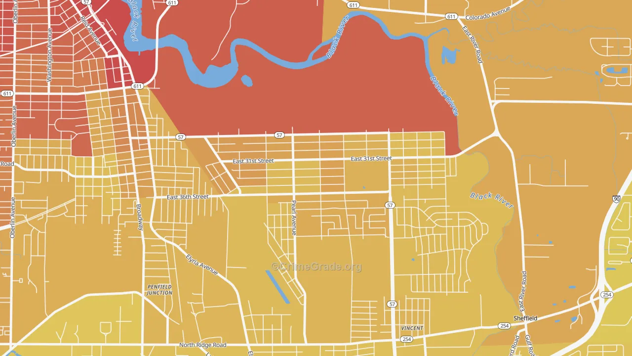 South Lorain, Lorain, OH Map of Vehicle Theft Rates
