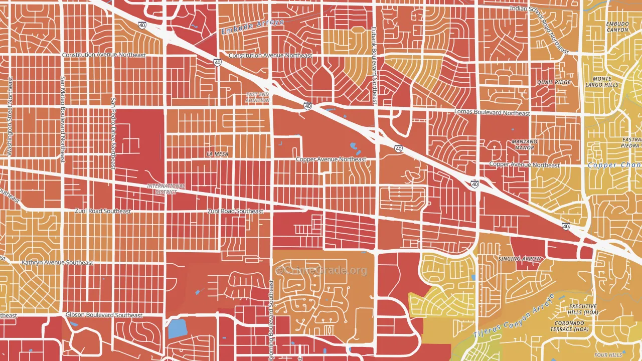 South Los Altos, Albuquerque, NM Map of Vehicle Theft Rates