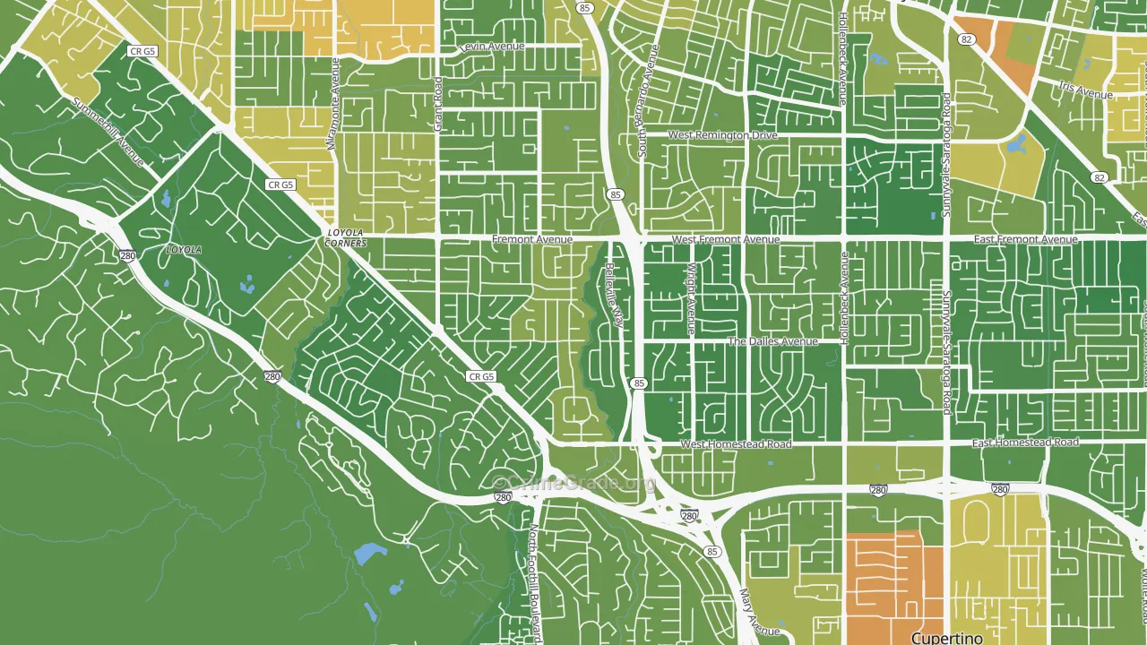South Los Altos, Los Altos, CA Map of Vehicle Theft Rates