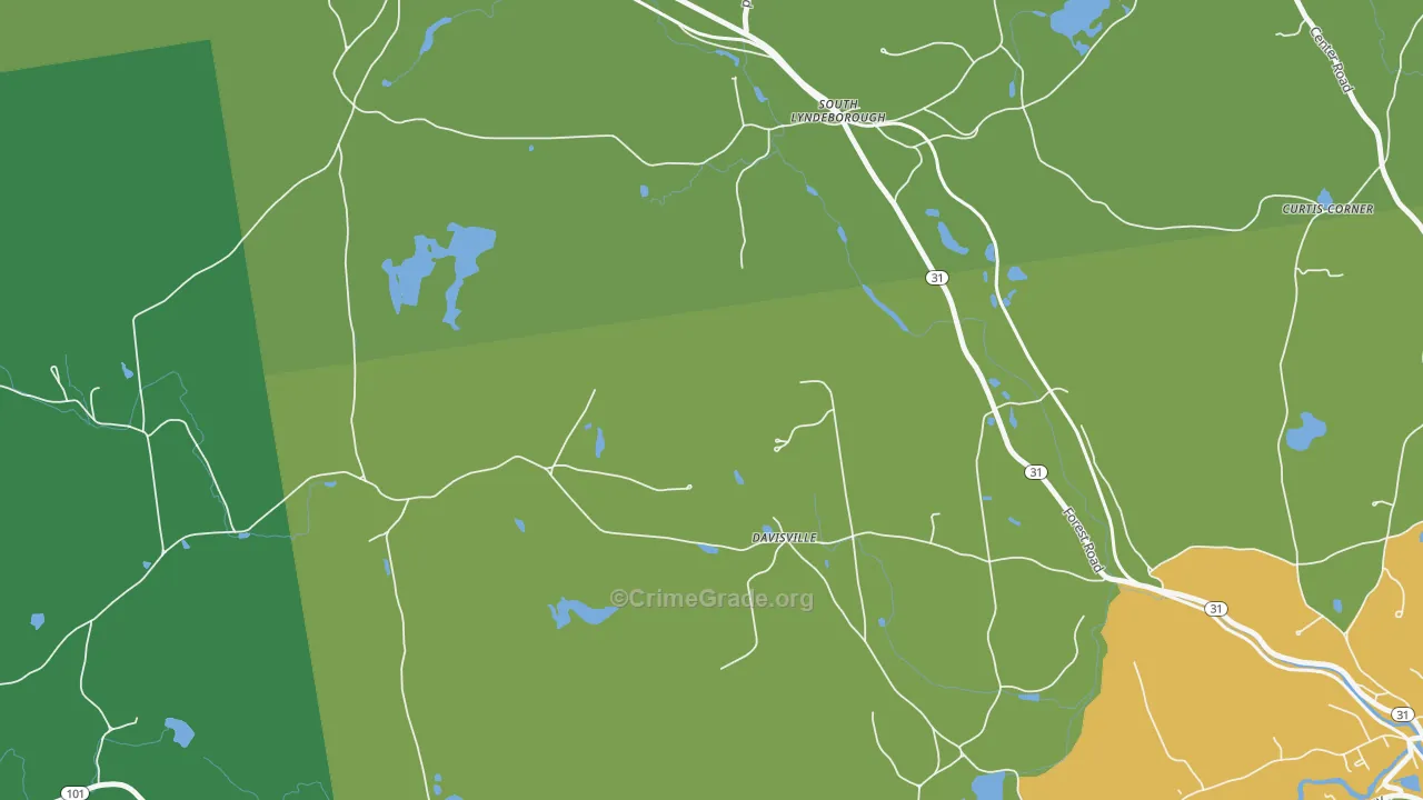 South Lyndeboro, NH Map of Vehicle Theft Rates