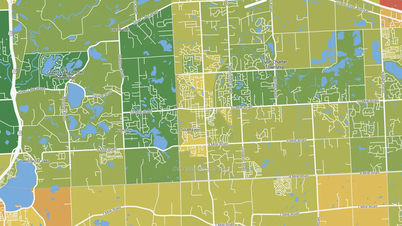 South Lyon, MI Map of Vehicle Theft Rates