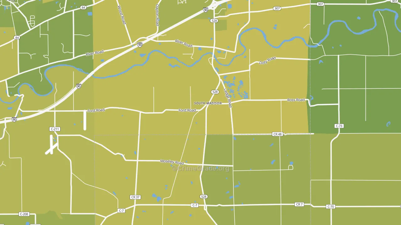 South Madison, OH Map of Vehicle Theft Rates