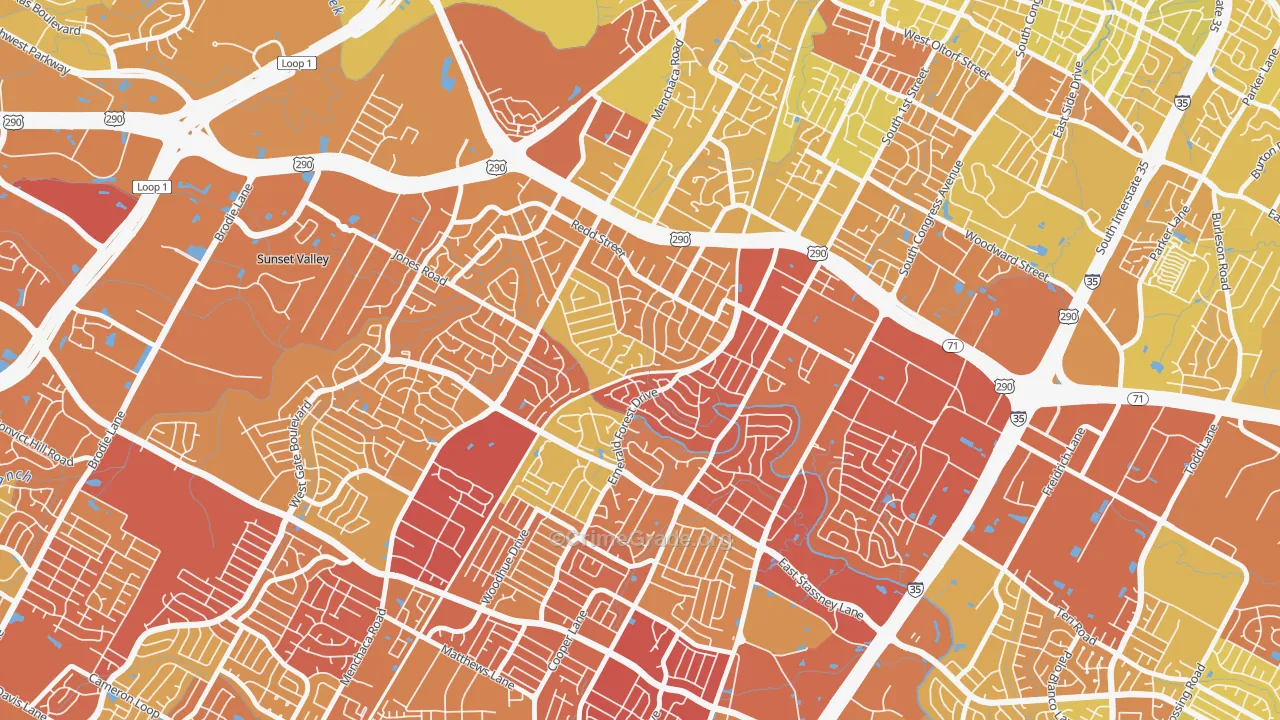 South Manchaca, Austin, TX Map of Vehicle Theft Rates