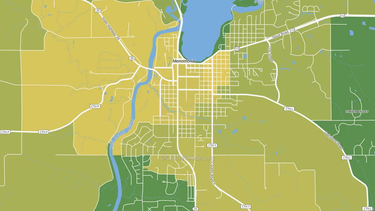 South Menomonie, Menomonie, WI Map of Vehicle Theft Rates