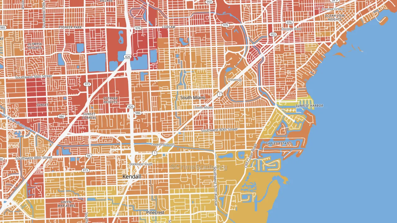 South Miami, FL Map of Vehicle Theft Rates