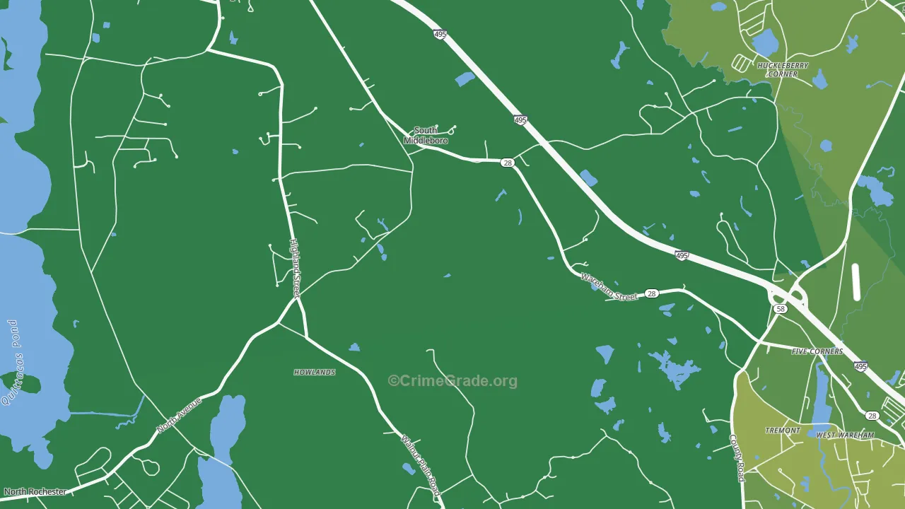 South Middleboro, MA Map of Vehicle Theft Rates