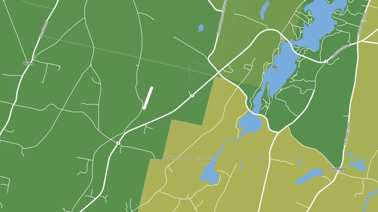 South Monmouth, ME Map of Vehicle Theft Rates
