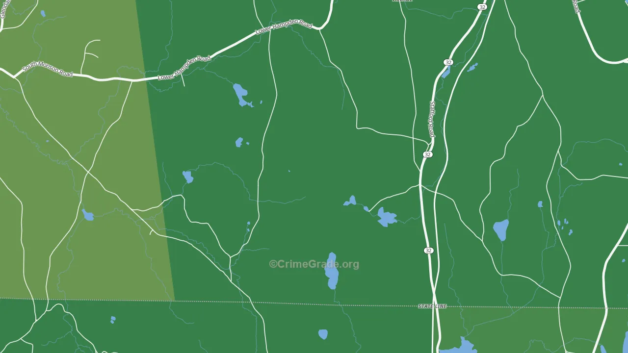 South Monson, MA Map of Vehicle Theft Rates