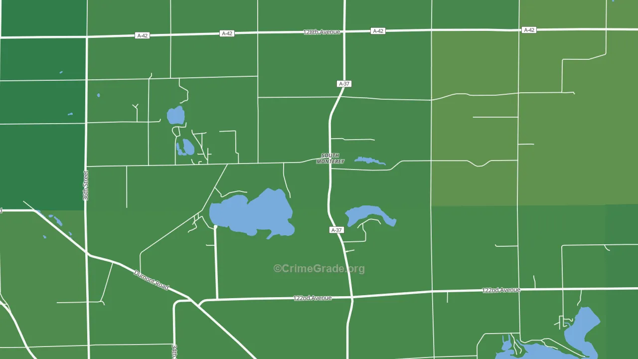 South Monterey, MI Map of Vehicle Theft Rates
