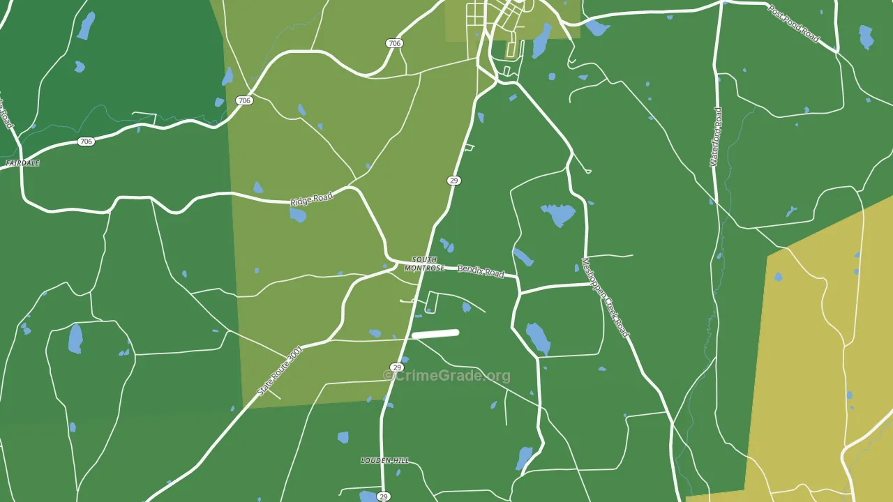 South Montrose, PA Map of Vehicle Theft Rates