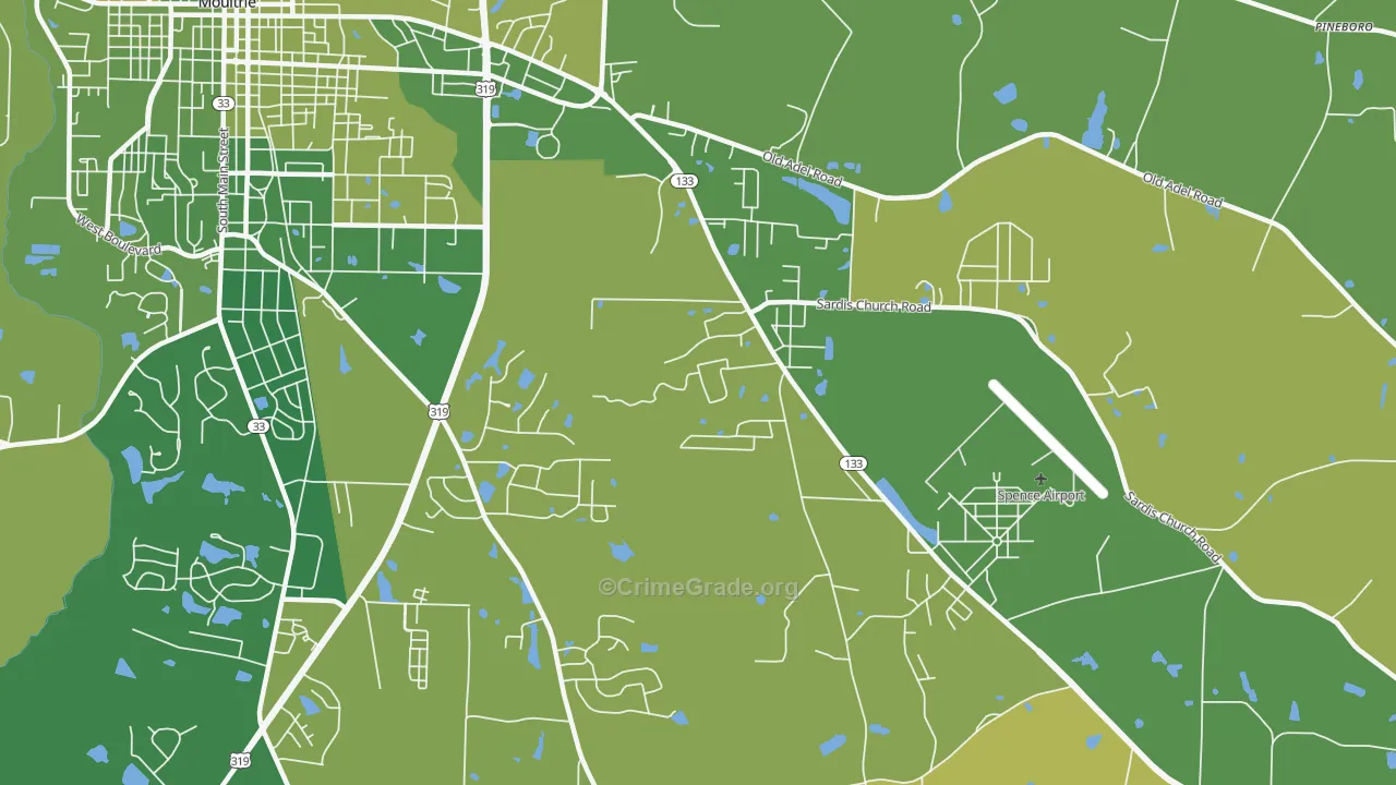 South Moultrie, GA Map of Vehicle Theft Rates