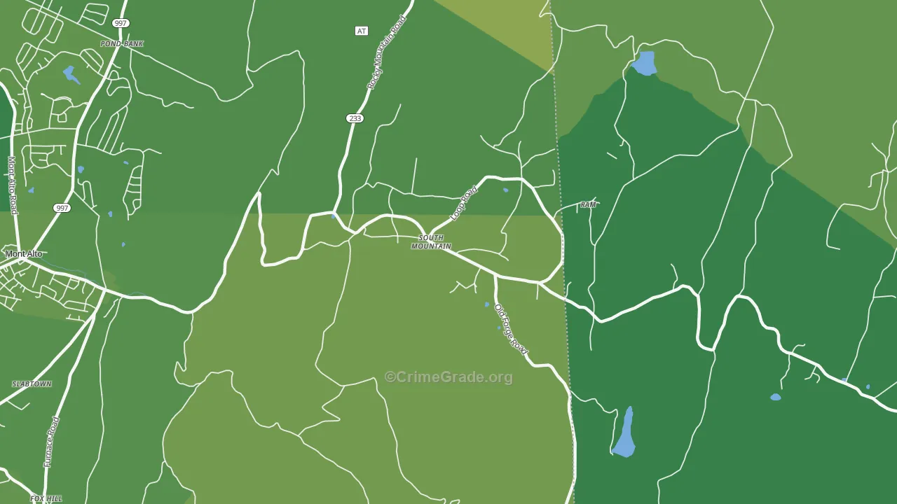 South Mountain, PA Map of Vehicle Theft Rates
