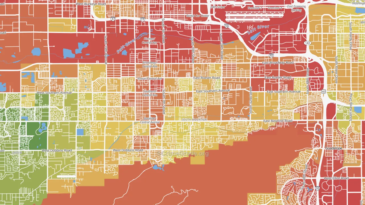 South Mountain, Phoenix, AZ Map of Vehicle Theft Rates
