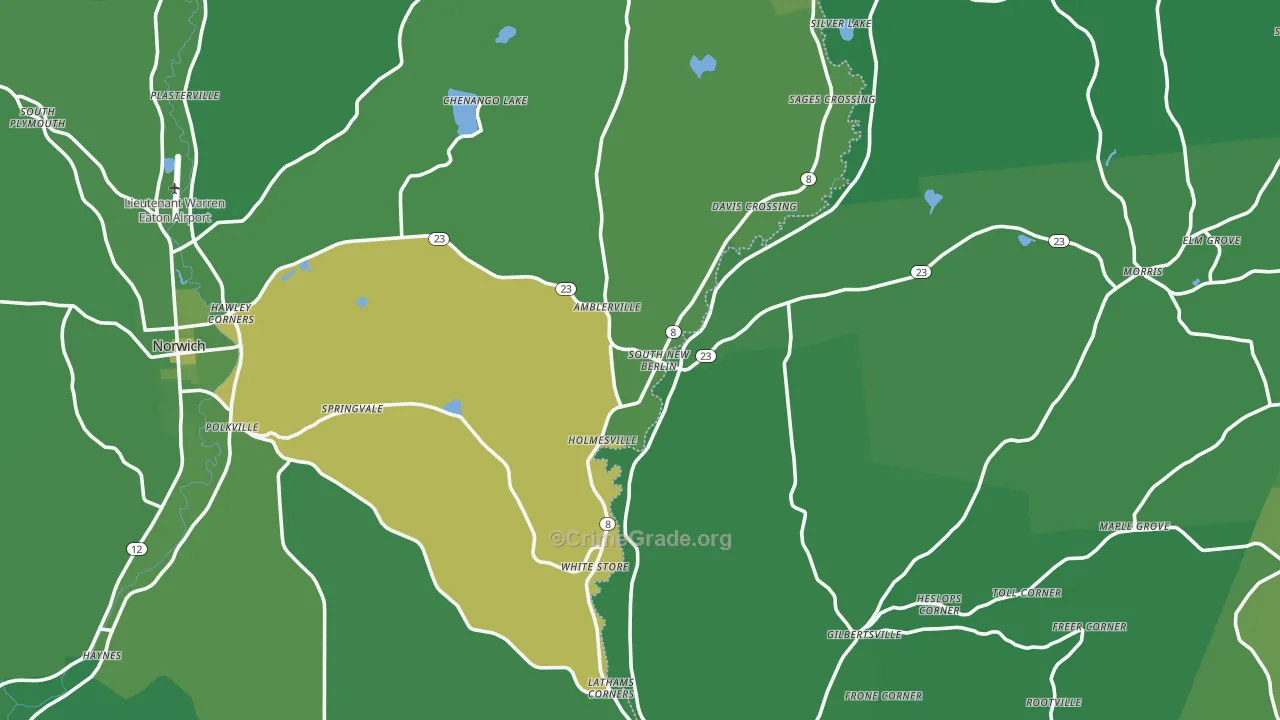 South New Berlin, NY Map of Vehicle Theft Rates