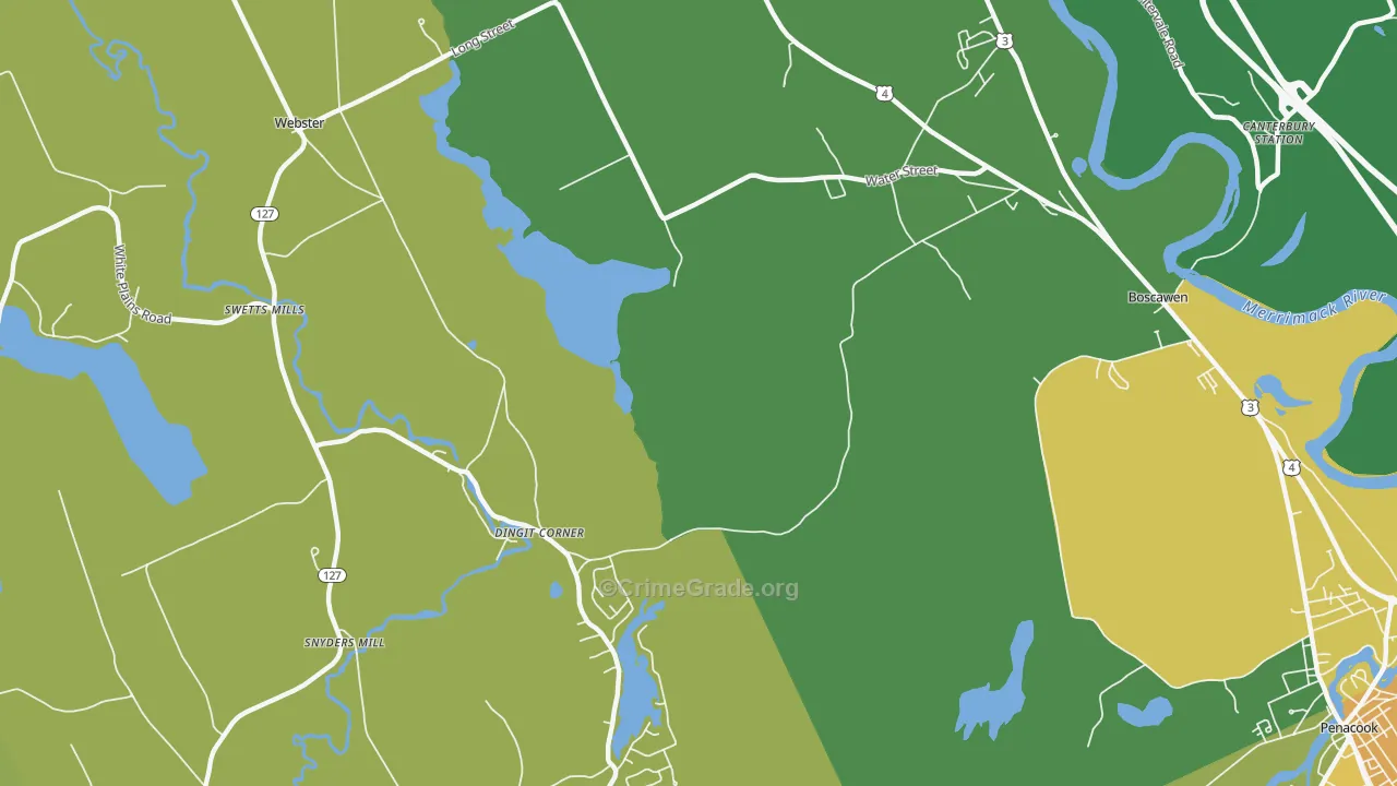 South Newbury, NH Map of Vehicle Theft Rates