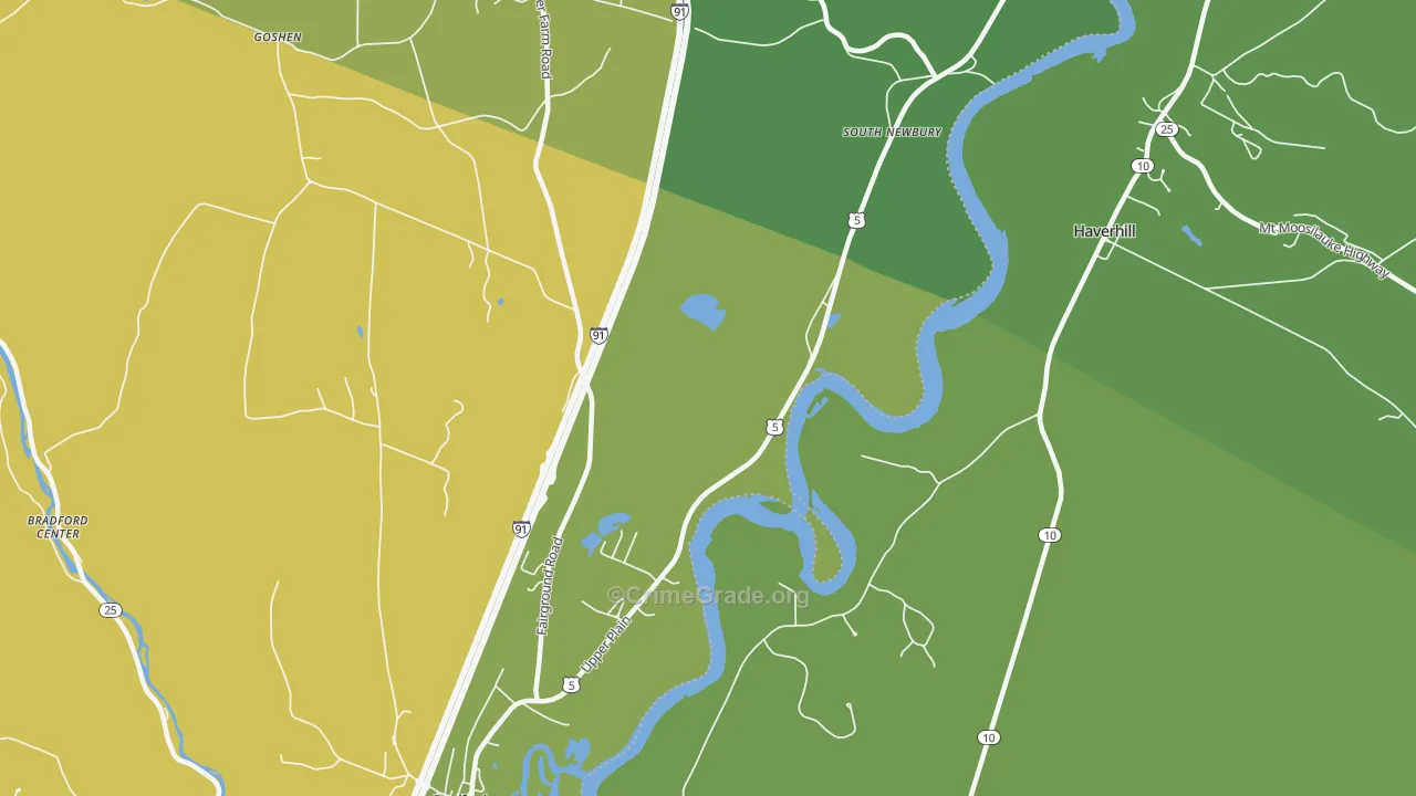 South Newbury, VT Map of Vehicle Theft Rates