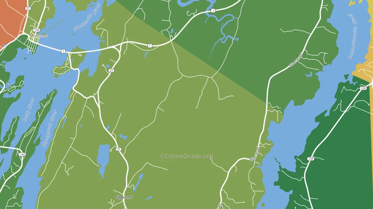 South Newcastle, ME Map of Vehicle Theft Rates