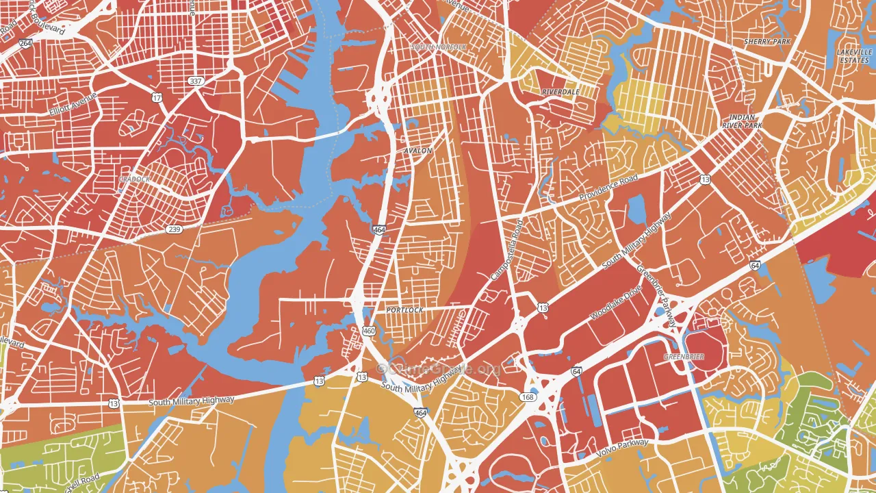 South Norfolk, Chesapeake, VA Map of Vehicle Theft Rates