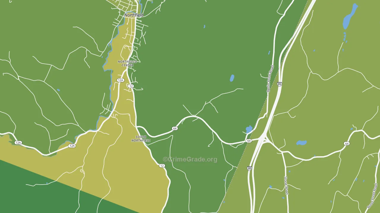 South Northfield, VT Map of Vehicle Theft Rates