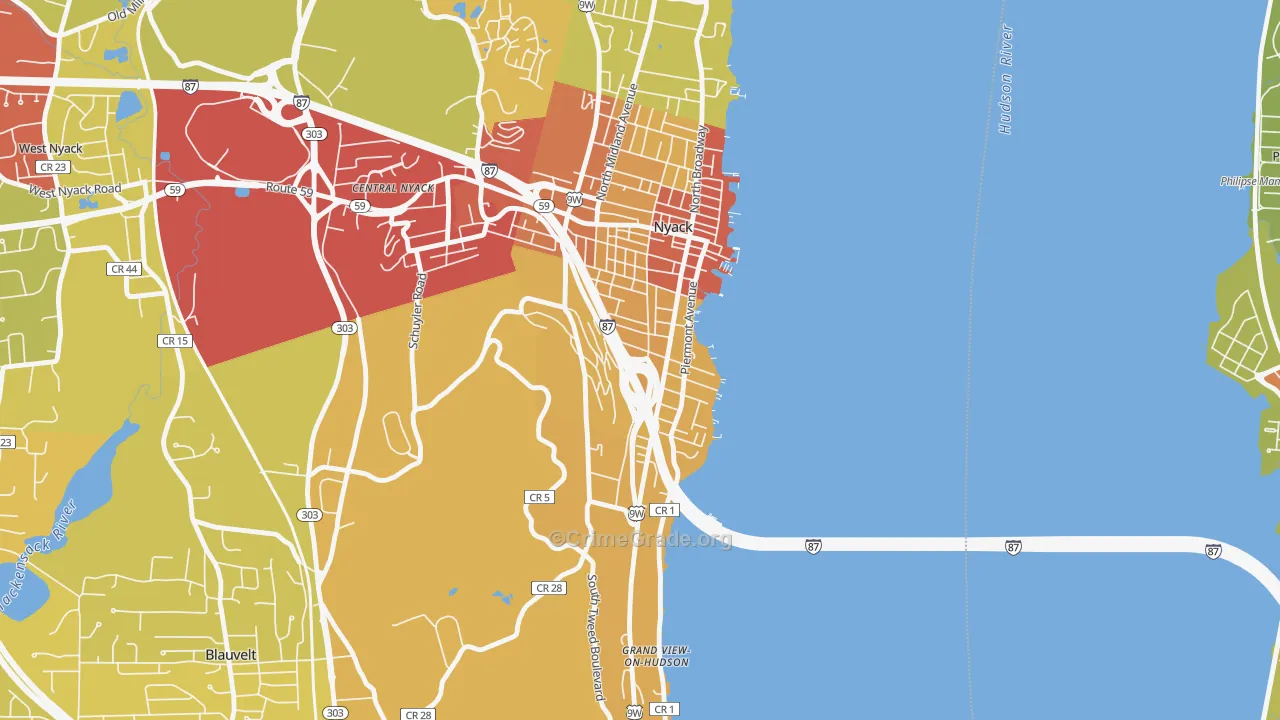 South Nyack, NY Map of Vehicle Theft Rates